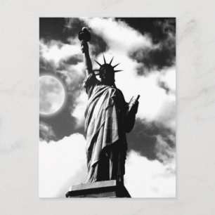Black White Statue of Liberty New York Briefkaart