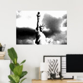 Black White Statue of Liberty New York City Poster (Thuiskantoor)