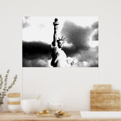 Black White Statue of Liberty New York City Poster (Keuken)