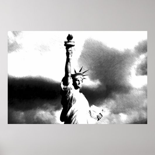 Black White Statue of Liberty New York City Poster (Voorkant)