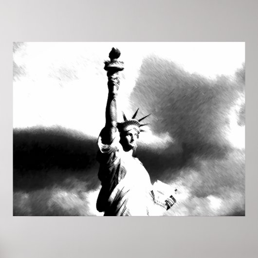 Black White Statue of Liberty New York City Poster (Voorkant)