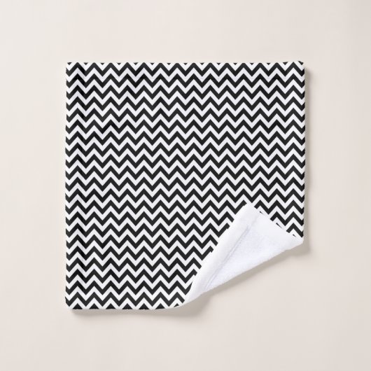 Black White Stippen Zig Zag Stripes Pattern Bad Handdoek (Wasdoekje)