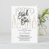 Black White Stock de Bar Couples Shower uitnodigt Kaart (Staand voorkant)