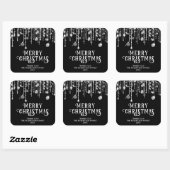 Black White String Lights Christmas Party Favoriet Vierkante Sticker (Vel)