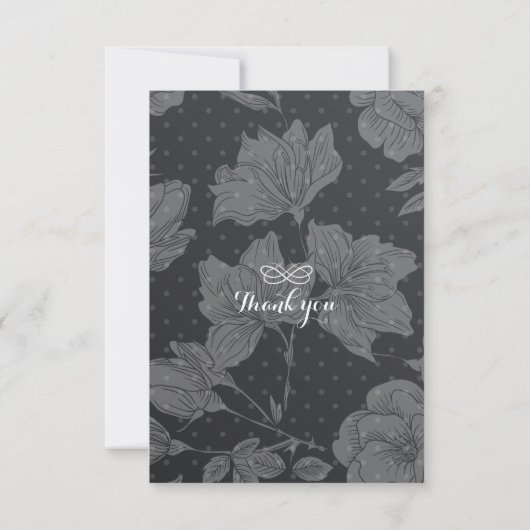 Black White String Lights Floral Wedding RSVP Kaar (Achterkant)