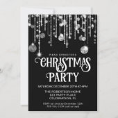 Black White String Lights Kerstfeest Kaart (Voorkant)