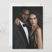 Black White String Lights Modern Script Bewaar de Save The Date (Achterkant)