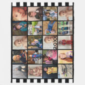 Black White Stripe 20 Photo Collage Family Fleece (Voorkant)