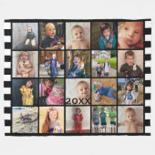 Black White Stripe 20 Photo Collage Family Fleece (Voorkant (Horizontaal))