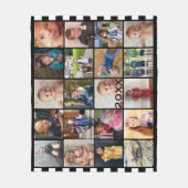 Black White Stripe 20 Photo Collage Family Fleece (Voorkant)