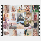 Black White Stripe 20 Photo Collage Family Fleece (Voorkant (Horizontaal))