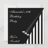 Black White Stripe 40e Verjaardag Event Zilveren L Kaart (Voorkant)