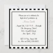 Black White Stripe Afstuderen Invite Kaart (Achterkant)