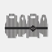 Black White Stripe Black Quatrefoil 3 Monogram Bedankdoosjes (Uitgevouwen)