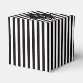 Black White Stripe Black Quatrefoil 3 Monogram Bedankdoosjes (Achterkant)
