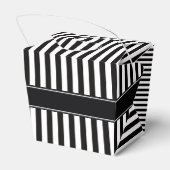 Black White Stripe Black Quatrefoil 3 Monogram Bedankdoosjes (Achterkant)
