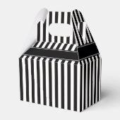 Black White Stripe Black Quatrefoil 3 Monogram Bedankdoosjes (Achterkant)