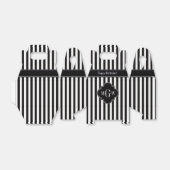 Black White Stripe Black Quatrefoil 3 Monogram Bedankdoosjes (Uitgevouwen)