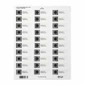 Black White Stripe Black Quatrefoil 3 Monogram Etiket (Full Sheet)