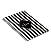 Black White Stripe Black Quatrefoil 3 Monogram Notitieboek (Rechterzijde)