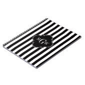 Black White Stripe Black Quatrefoil 3 Monogram Notitieboek (Linkerzijde)
