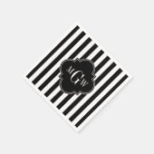 Black White Stripe Black Quatrefoil 3 Monogram Servet (Hoek)