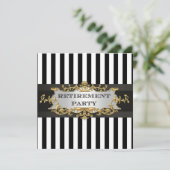 Black White Stripe, Black Ribbon Invitation Suite Kaart (Staand voorkant)