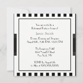 Black White Stripe, Black Ribbon Invitation Suite Kaart (Achterkant)