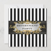 Black White Stripe, Black Ribbon Invitation Suite Kaart (Voorkant)