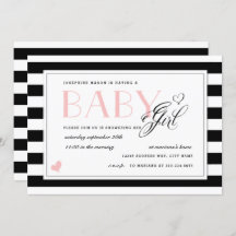 Black & White Stripe Bleek roze Baby shower