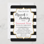 Black & White Stripe Brunch & Bubbly Shower Uitnod Kaart (Voorkant)