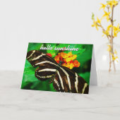 Black White Stripe Butterfly Hallo Sunshine Script Kaart (Gele Bloem)