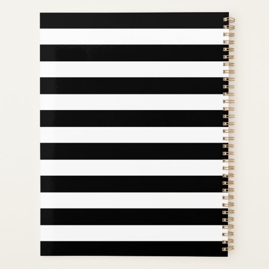 Black White Stripe Family Name Monogram 2023 Planner (Achterkant)