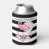 Black & White Stripe Flamingo Verjaardagsfeest Blikjeskoeler (Blikje Voorkant)