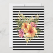 Black White Stripe Gold Hibiscus Floral Birthday Kaart (Achterkant)