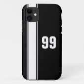 Black & White Stripe Jersey Genummerde iPhone Case (Achterkant)