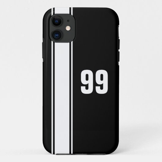 Black & White Stripe Jersey Genummerde iPhone Case (Achterkant)