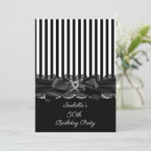Black White Stripe Lace boog 50th verjaardag Kaart (Staand voorkant)