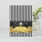 Black White Stripe Lace bow Gold 50e verjaardag Kaart (Staand voorkant)