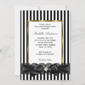Black White Stripe Lace bow Gold 50e verjaardag Kaart (Achterkant)