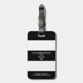Black & White Stripe Laurel Wreatmonogram Bagagelabel (Achterkant verticaal)