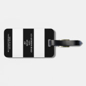 Black & White Stripe Laurel Wreatmonogram Bagagelabel (Achterkant horizontaal)