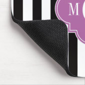 Black White Stripe Orchid Quatrefoil 3 Monogram Muismat (Hoek)