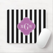 Black White Stripe Orchid Quatrefoil 3 Monogram Muismat (Met muis)