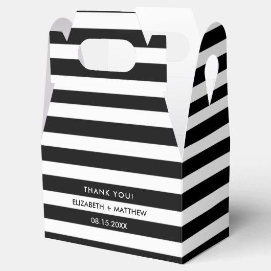 Black White Stripe Pattern Wedding Favor Boxes Bedankdoosjes (Geopend)