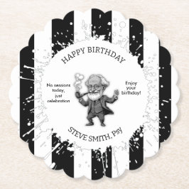 Black White  Stripe Psychology Freud CartoON Kartonnen Onderzetters