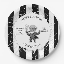Black White Stripe Psychology Freud CARTOON Papieren Bordje