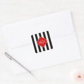 Black White Stripe Red Quatrefoil 3 Monogram Vierkante Sticker (Envelop)