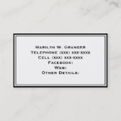 Black White Stripe Red Quatrefoil 3 Monogram Visitekaartje (Achterkant)