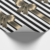 Black White STRIPE RIBBON BOW BIRTHDAY WRAP Cadeaupapier (Hoek)
